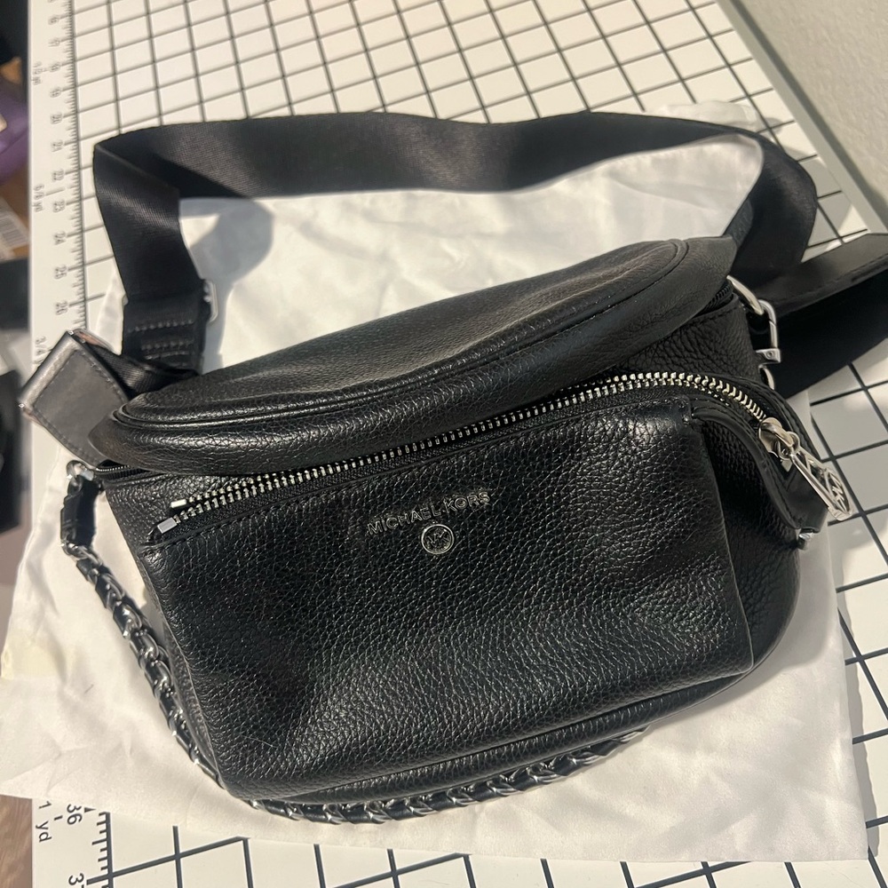 Michael Kors Black Pebbled Leather Belt Bag